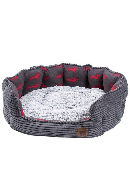 Dog Deli (Oval) Grey Bamboo Dog Bed