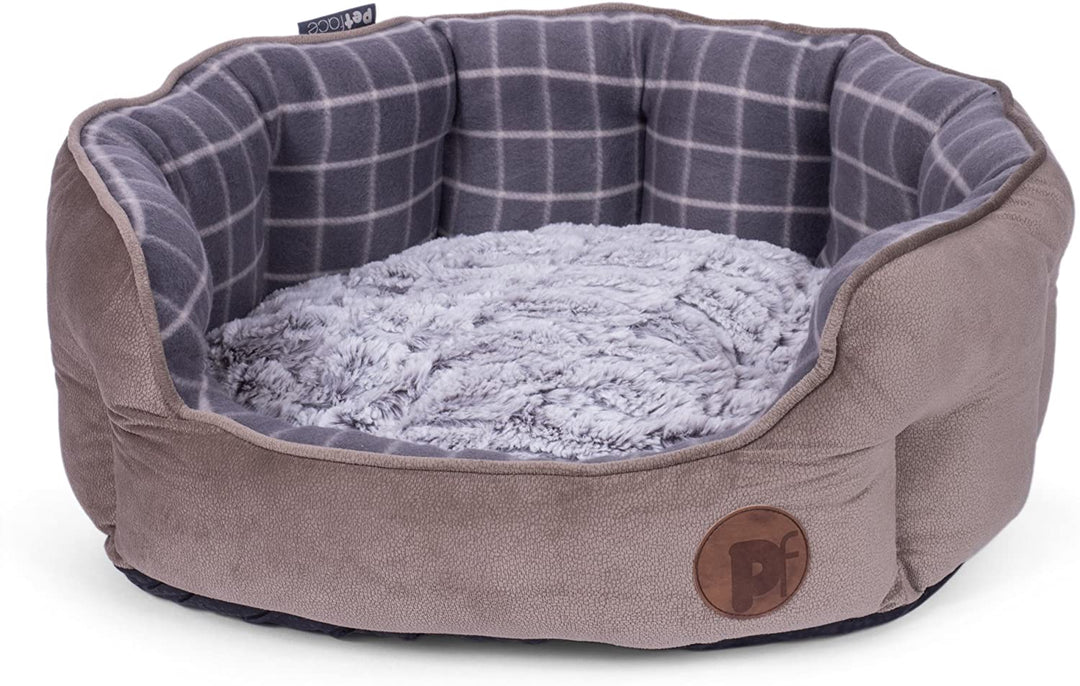 Grey Check Oval bed