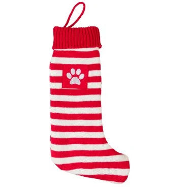 House of Paws Christmas knitted stripe dog stocking